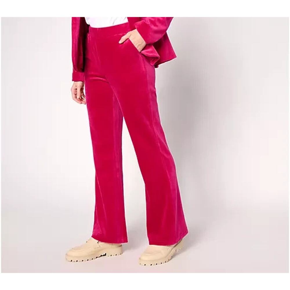 Studio Park x Shawn Killinger Womens Pants 12 Pink Velvet Flare Pull On Boho